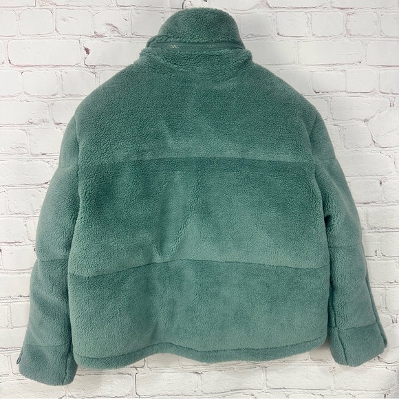 Noize women’s jacket sherpa teddy puffer coat  cropped teal blue green size XL - Picture 2 of 10